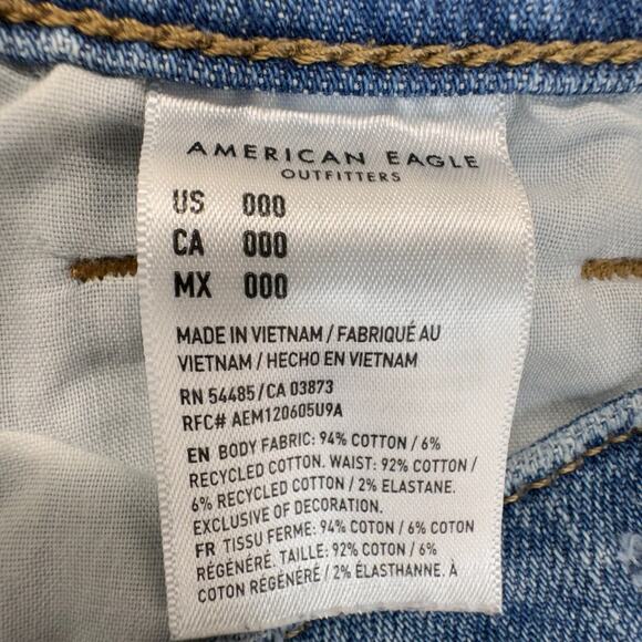 American Eagle Mom Shorts Women 00 Floral Embroidered Distressed Raw Hem Denim - Picture 8 of 12